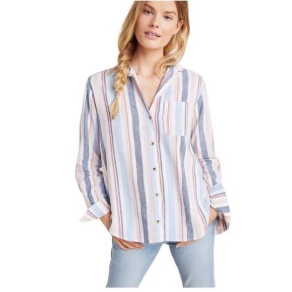 Maeve Anthropologie Chatham Striped Button Down Shirt size‎ XS - Picture 2 of 11